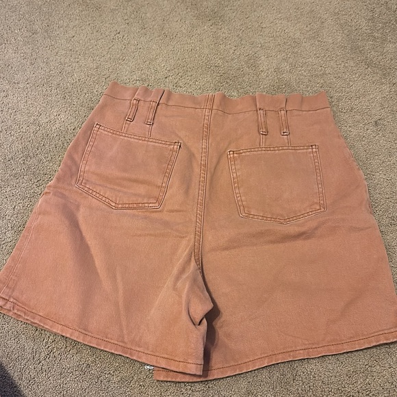 Free People Peach Paperbag High Waisted Shorts - Picture 2 of 7